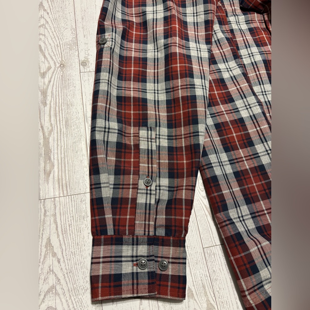 Croft & Barrow Quick Dry Long Sleeve Red Gray Men Button Plaid Shirt Sz XL Tall - Picture 7 of 11